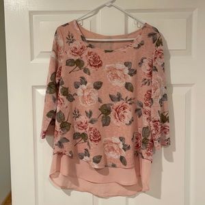 Soho Jeans Floral Flutter Hem Top